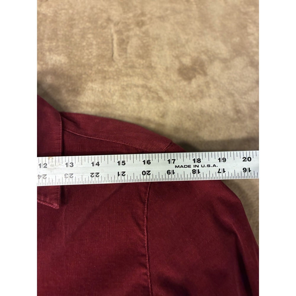 VTG Y2K Womens Burgundy Corduroy Shacket Snap Closure Top Cranberry Red Medium - Picture 4 of 13